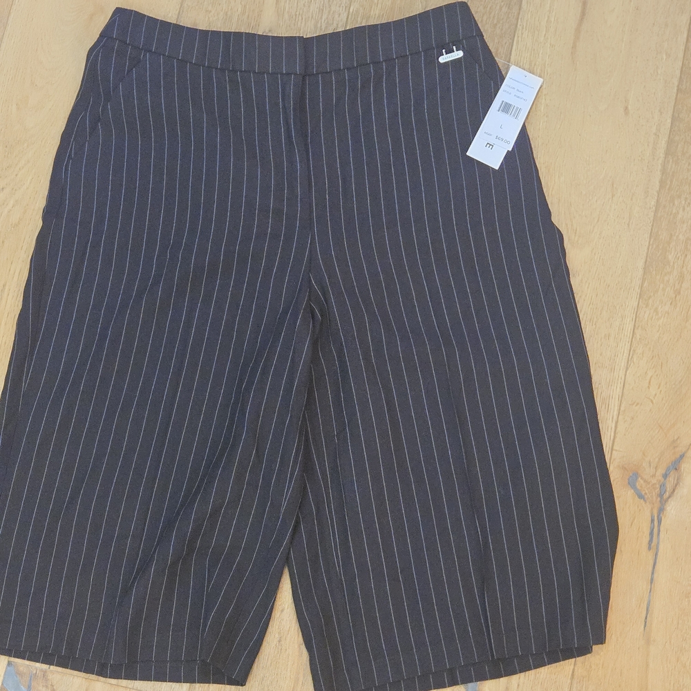 Women's Black Pinstripe Shorts